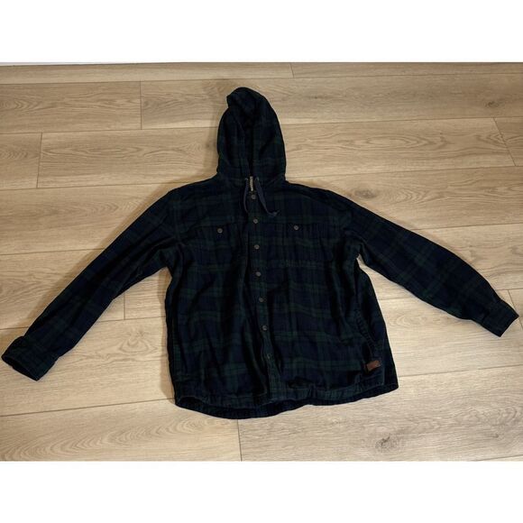 L.L.Bean Jacket Pullover With Hoodie Green And Blue Plaid Men’s Sz XL - Picture 2 of 7